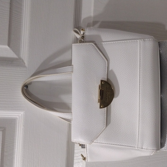 Samantha Vega White Leather 2 Ways Handbag Shoulder Bag Removable face - Picture 4 of 16